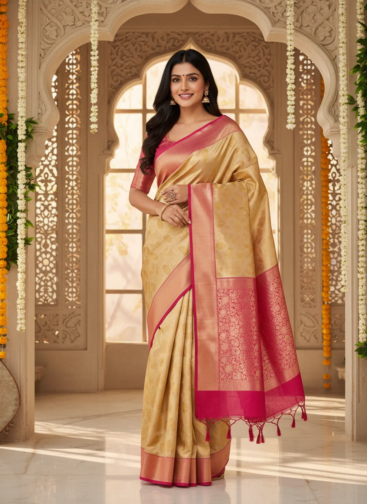 Maroon Tissue Silk Sarees Online Authentic Banarasi Collection